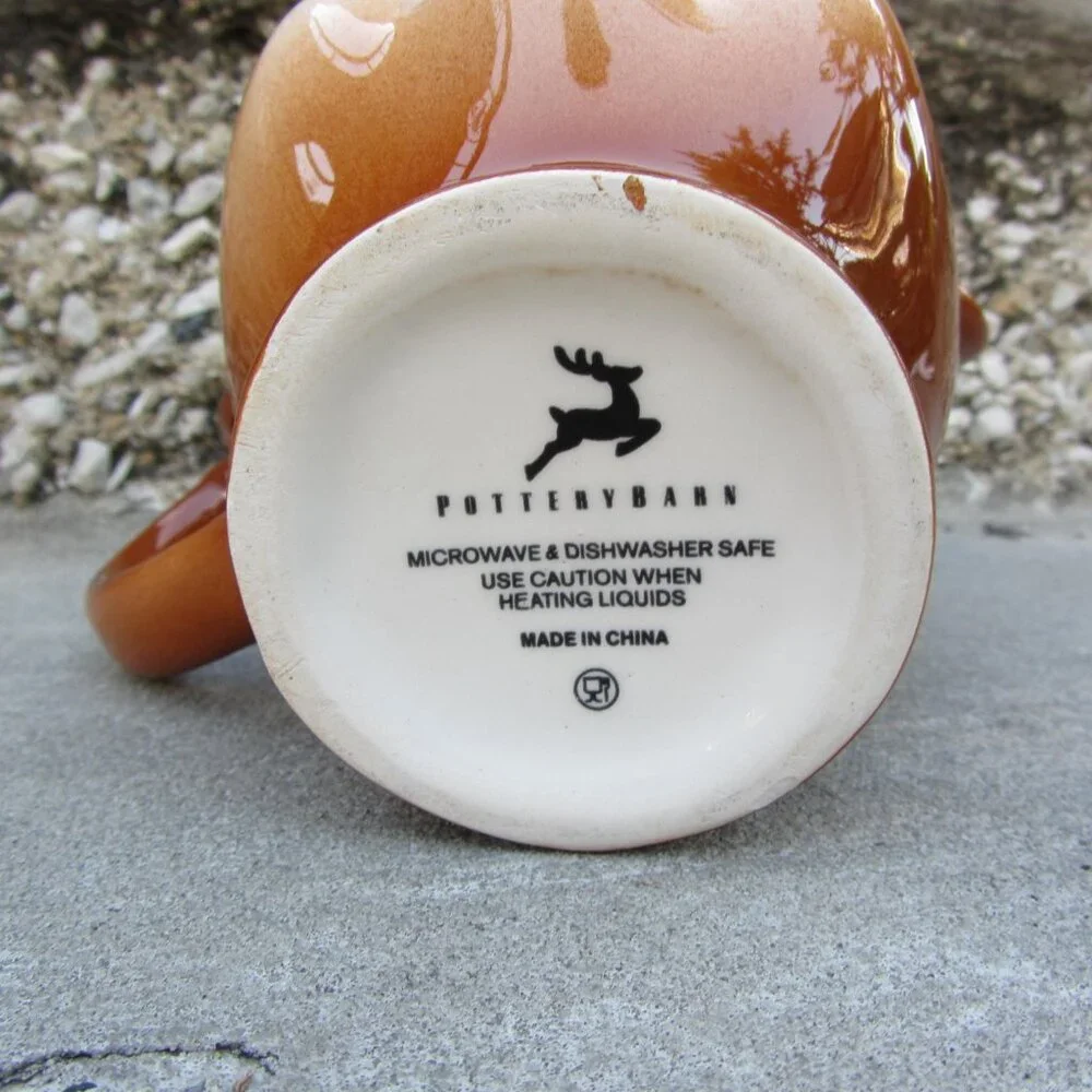 *BOGO mugs* 16 oz retro reindeer mug pottery barn (W5042)